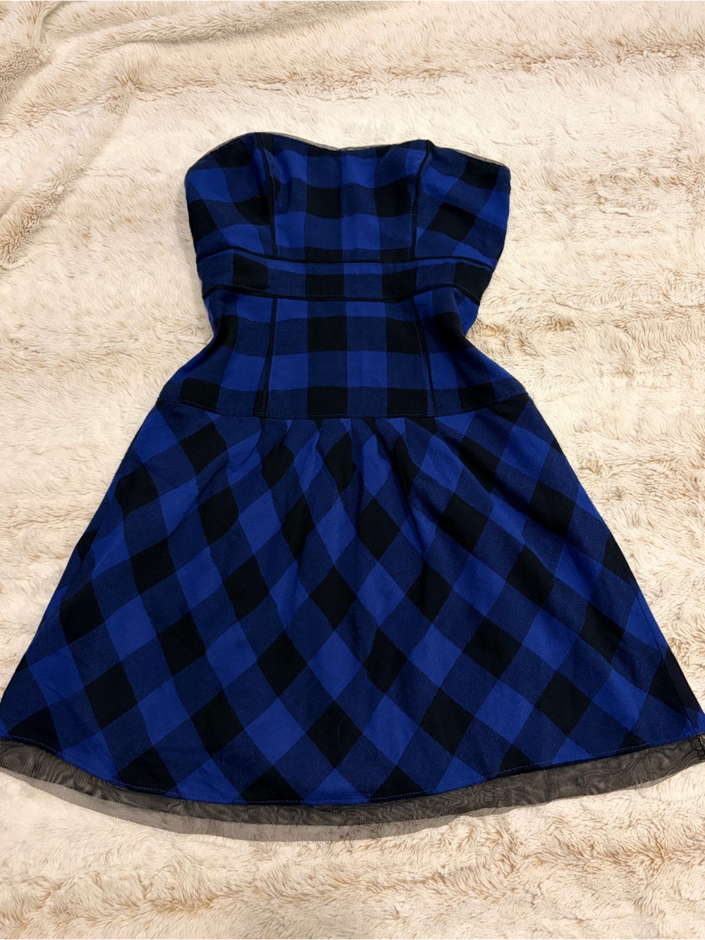 Vintage Y2K American Eagle Outfitters Plaid Strapless Mini Dress Grunge Coquette
